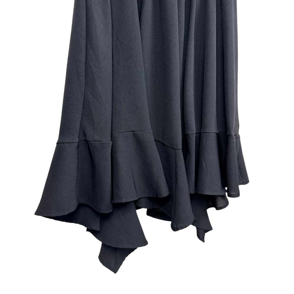 Womens Flutter Sleeve Ruffle Hem Dress XL Goth Witchy Minimalist Asymmetric - Picture 4 of 8
